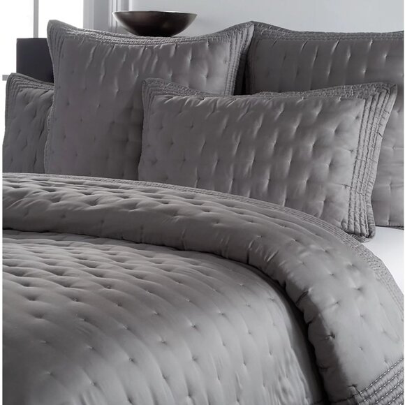 DONNA KARAN HOME THE ESSENTIAL SILK QUILTFULL/QUEENCHARCOAL